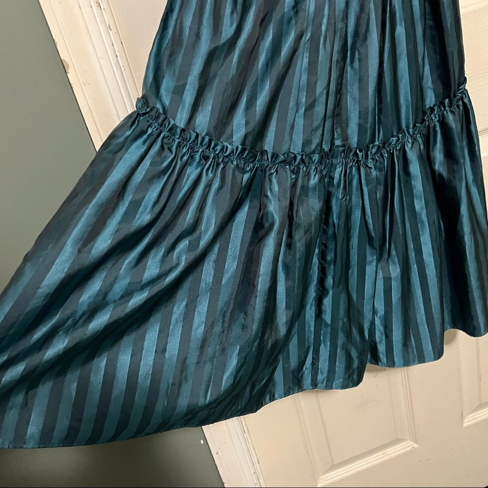 NWT $293 Betsey Johnson | Y2K | Unlined Teal Striped Corset Ruffle Dress | 4 - Picture 6 of 17